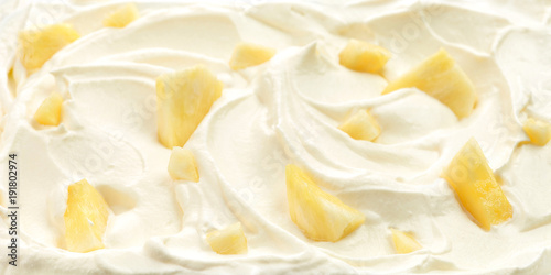 whipped cream with pineapple pieces