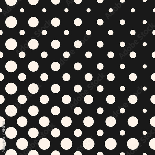 Diagonal halftone dots vector seamless pattern. Circles geometric texture