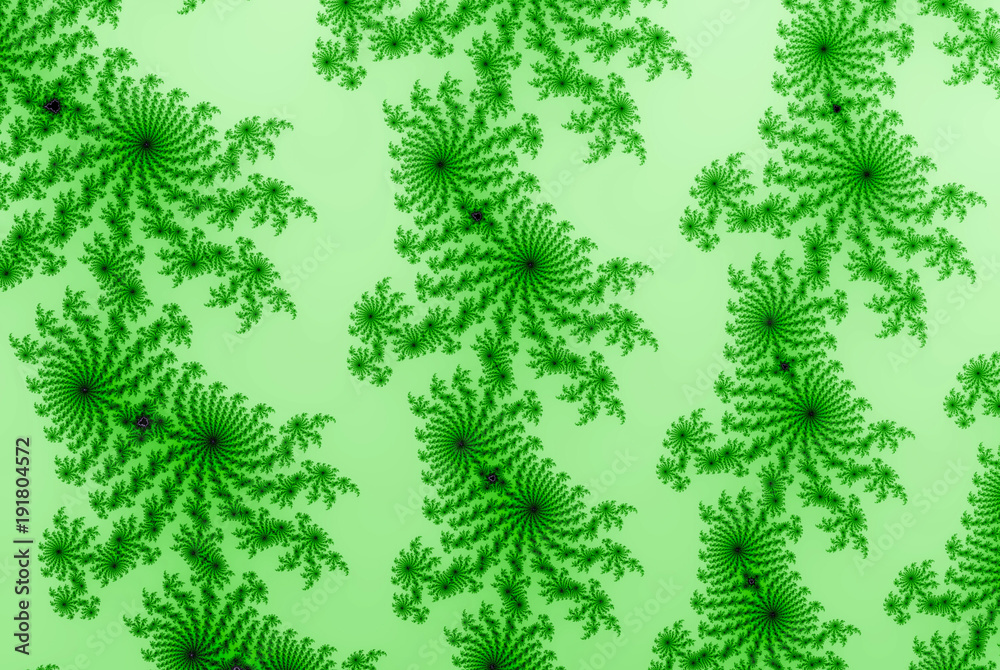 Green mint wavy gradient background with green snowflakes