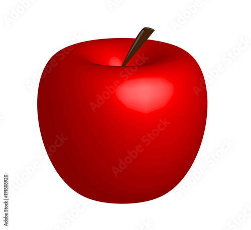 3d apple. red apple on white background.