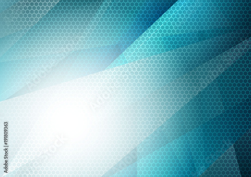 Blue and white geometric abstract background with copy space, Graphic design © KanawatTH
