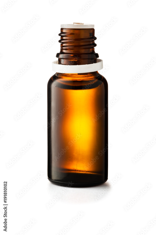 Herbal medicine or aromatherapy dropper bottle isolated on white background