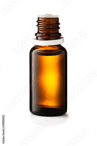 Herbal medicine or aromatherapy dropper bottle isolated on white background