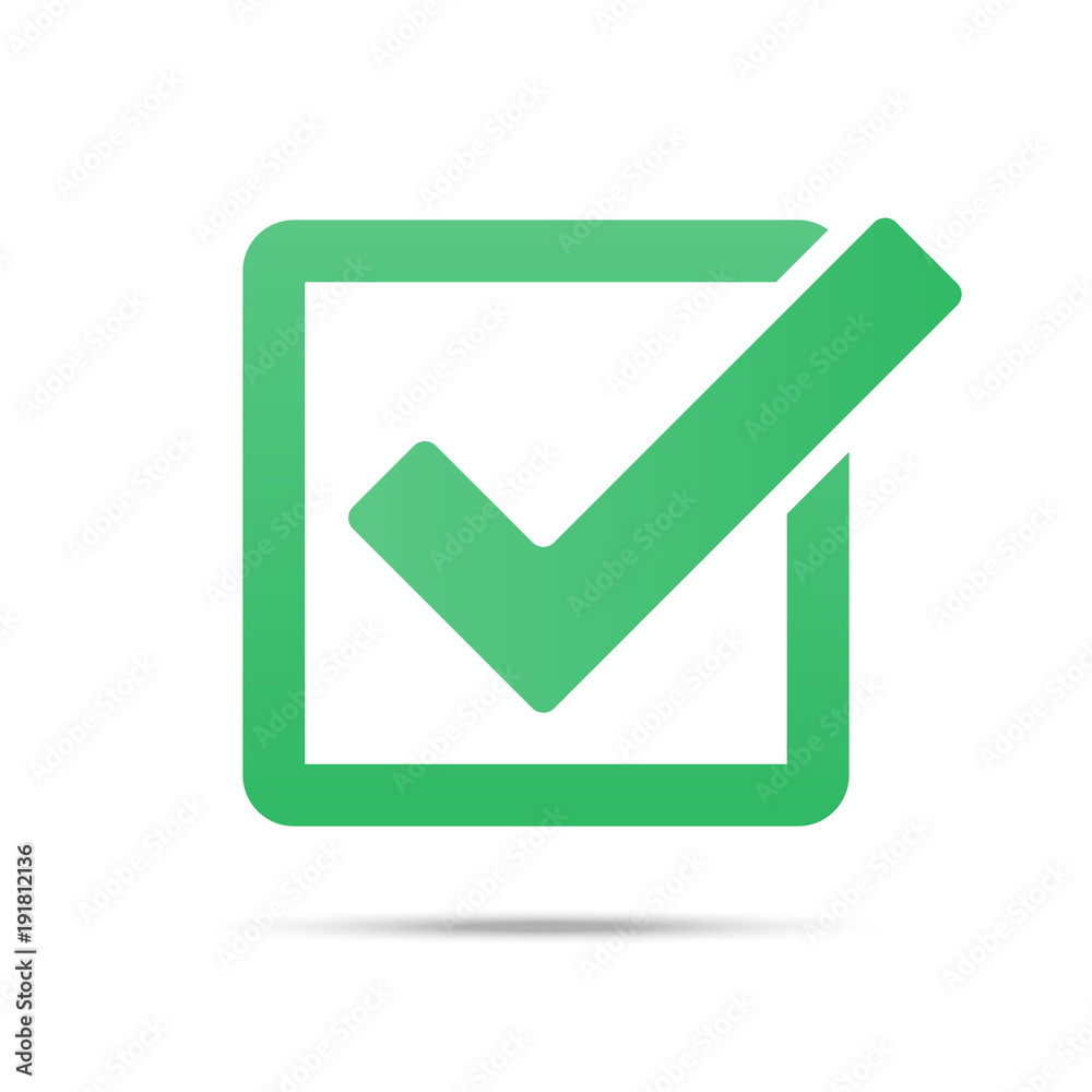 Green tick checkbox vector illustration isolated on white background Green tick checkbox vector illustration isolated on white background