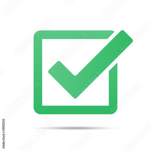 Green tick checkbox vector illustration isolated on white background photo