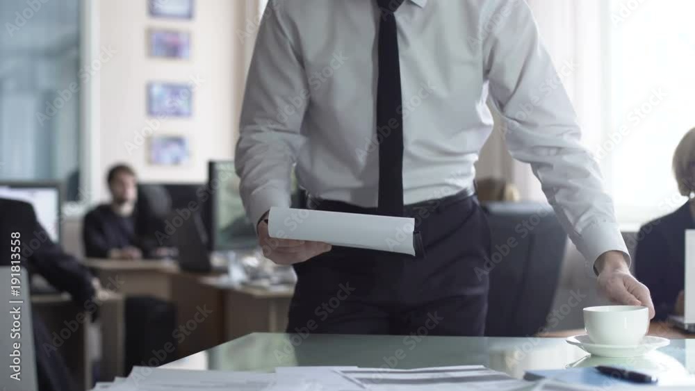 Head of department reading new contract preparing to bring company to big market