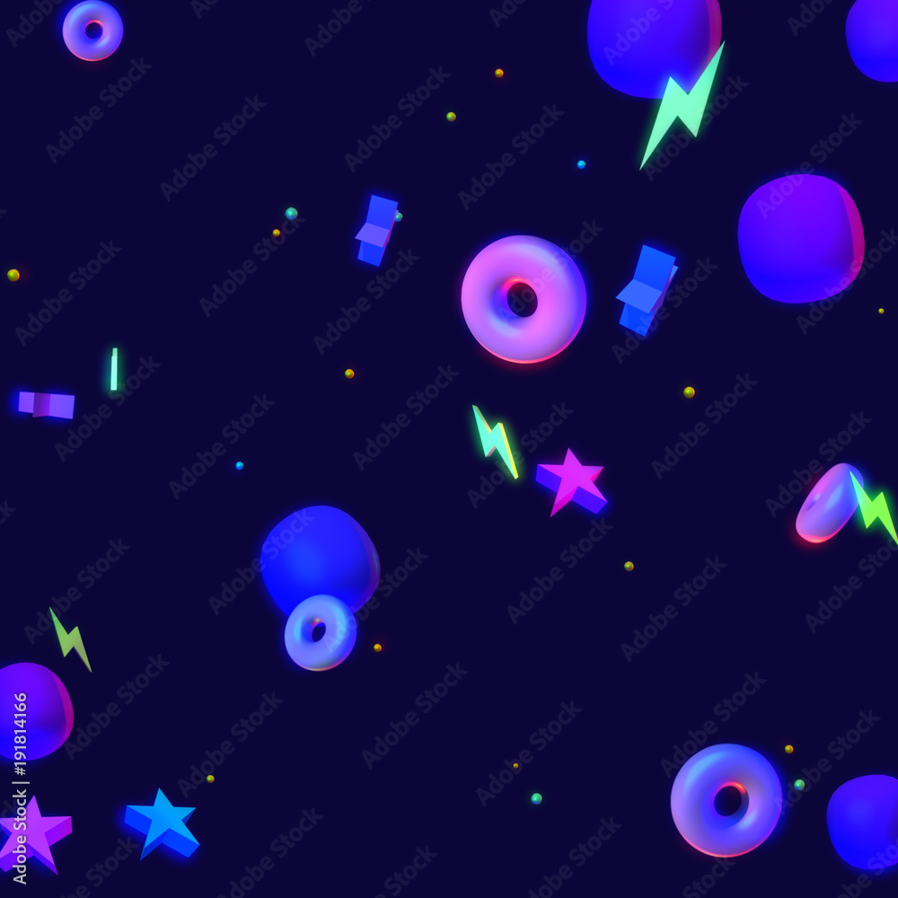 Purple abstract geometric shapes background. Dance night club style. 3d render picture.