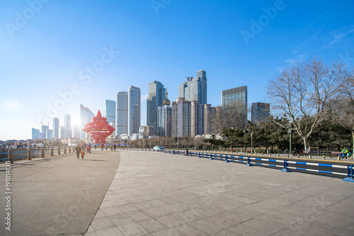 Qingdao city center building landscape and road © 昊 周
