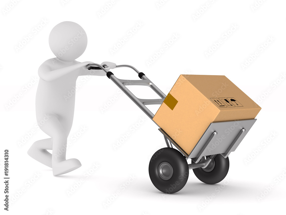 men with cargo box on back. Isolated 3D illustration men with cargo box on back. Isolated 3D illustration