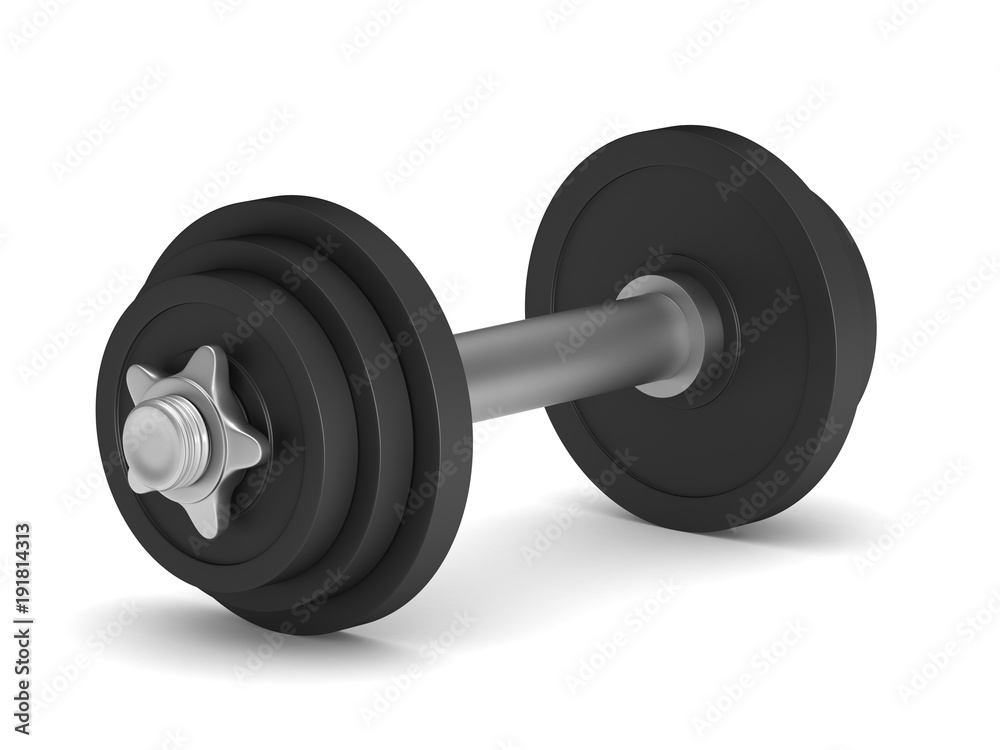 dumbbell on white background. Isolated 3D illustration dumbbell on white background. Isolated 3D illustration