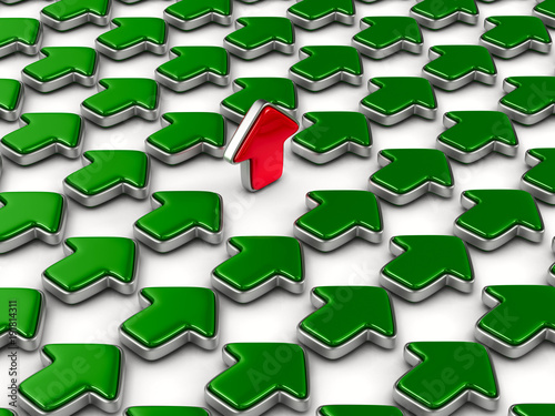 Red arrow turning up on whi...