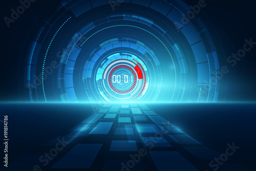 Abstract Futuristic Technology Background with Digital number timer concept and countdown, vector transparent