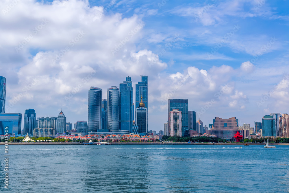 Qingdao's beautiful coastline and skyline of architectural landscape Qingdao's beautiful coastline and skyline of architectural landscape