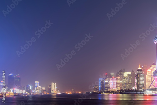 Night scene skyscrapers and skylines in the Bund  Shanghai