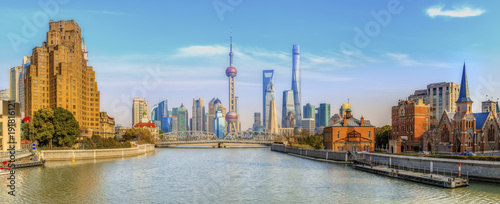 Canvas Print Urban architectural landscape in the Bund, Shanghai