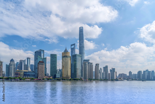 The skyline of urban architectural landscape in the Bund  Shanghai