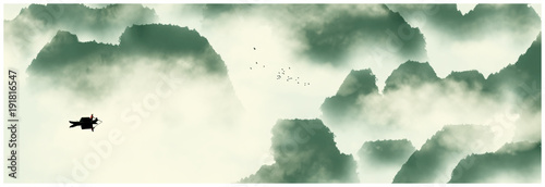 Chinese ink and water landscape painting