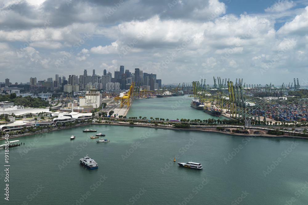 Keppel Harbour and Singapore Skyline