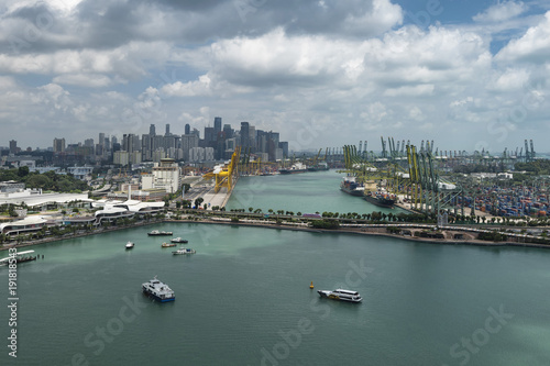 Keppel Harbour and Singapore Skyline photo