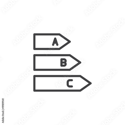 Energy class line icon, outline vector sign, linear style pictogram isolated on white. Energy efficiency symbol, logo illustration. Editable stroke