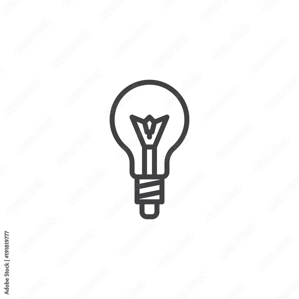 Light bulb line icon, outline vector sign, linear style pictogram isolated on white. Lamp, idea symbol, logo illustration. Editable stroke
