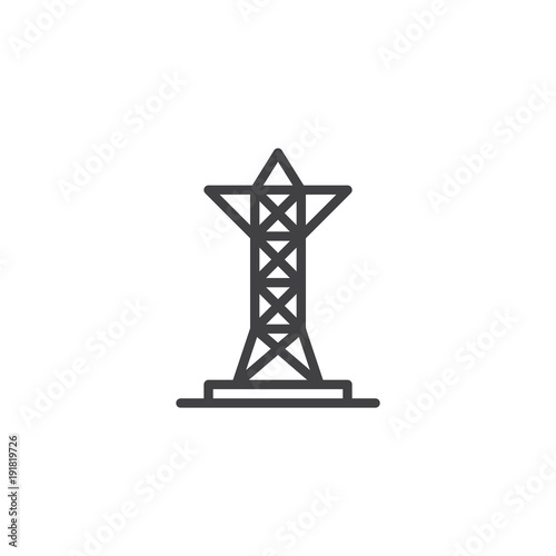 Transmission tower line icon, outline vector sign, linear style pictogram isolated on white. Voltage pole symbol, logo illustration. Editable stroke