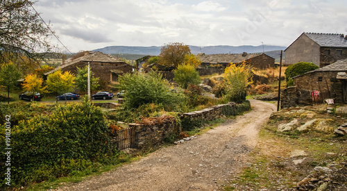 Urban autumn landscape in one of black cities of Spain  Majaelrayo photo