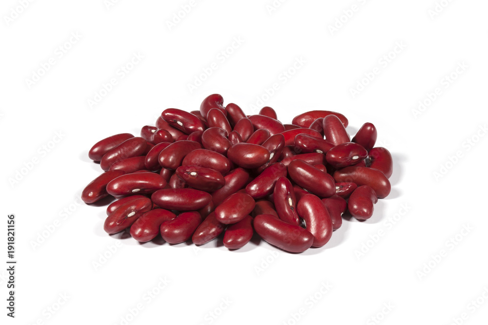 A handful of red beans on a white background A handful of red beans on a white background