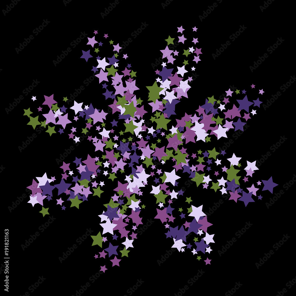 Colorful Stars Confetti, Mystery Sparkling Vector Background. Trendy Glowing Magic Glitter, Lights. Festive Falling Colorful Stars Confetti for Ads, Posters. 