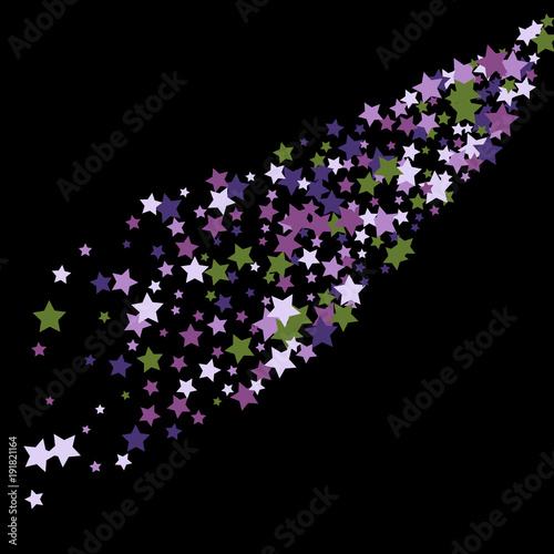 Colorful Stars Confetti, Mystery Sparkling Vector Background. Trendy Glowing Magic Glitter, Lights. Festive Falling Colorful Stars Confetti for Ads, Posters.  © OLENA