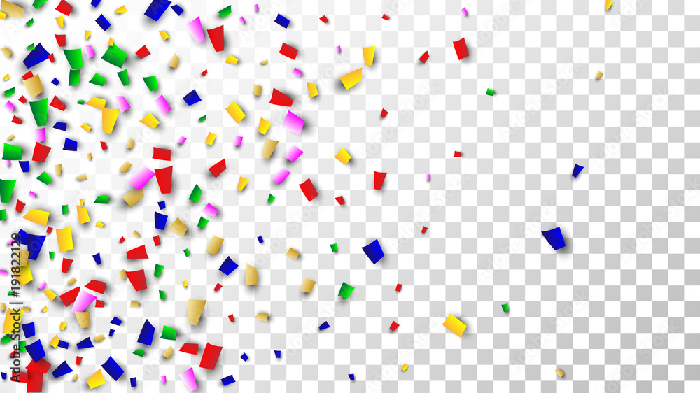 Obraz premium Celebration Confetti Background. Many Falling Confetti for Your Design. Holiday Decoration Elements. Festive Vector Illustration