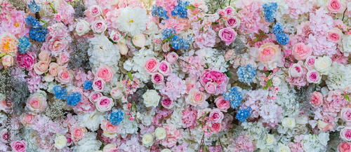 flower background. backdrop wedding decoration. Rose pattern. Wall flower © waranyu