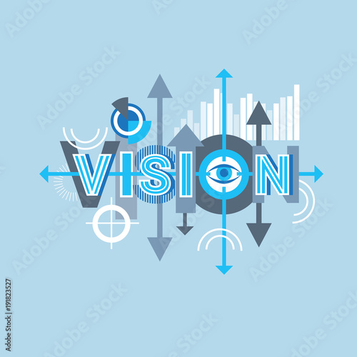 Vision Word Creative Graphic Design Modern Business Concept Over Abstract Geometric Shapes Background Vector Illustration