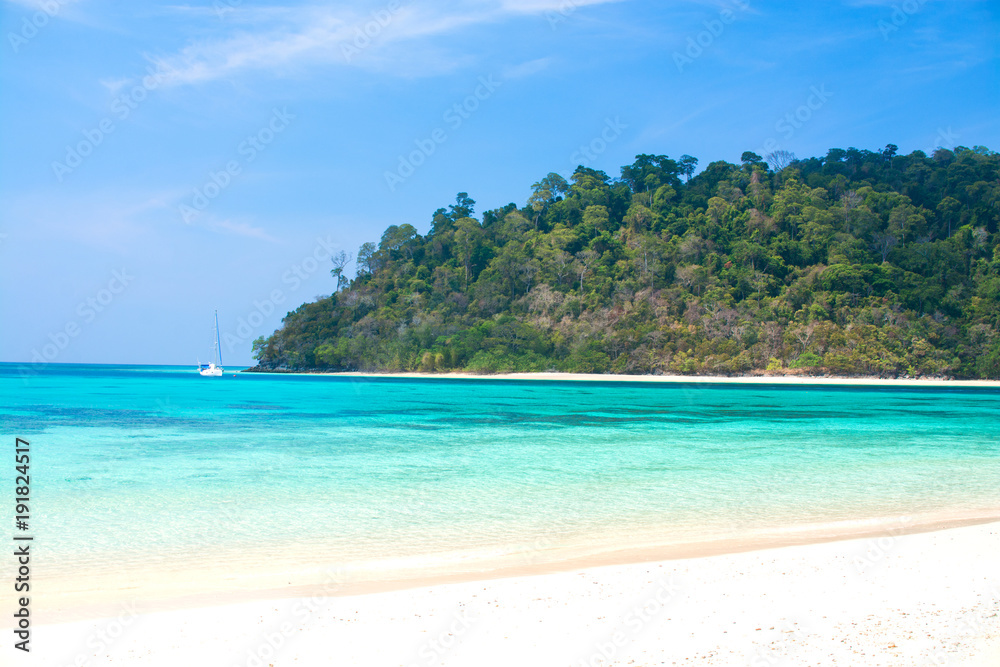 Obraz premium Island and sea beach with clear blue water