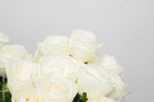 The beautiful white roses bouquet on isolate white background.