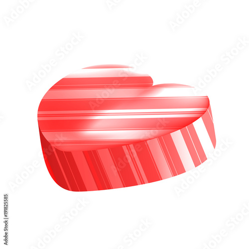 Vector Realistic Heart Lollipop with Stripes Isolated on White Background. Love Symbol. Valentines Day Symbol. Vector Illustration of Red Sweet Candy.