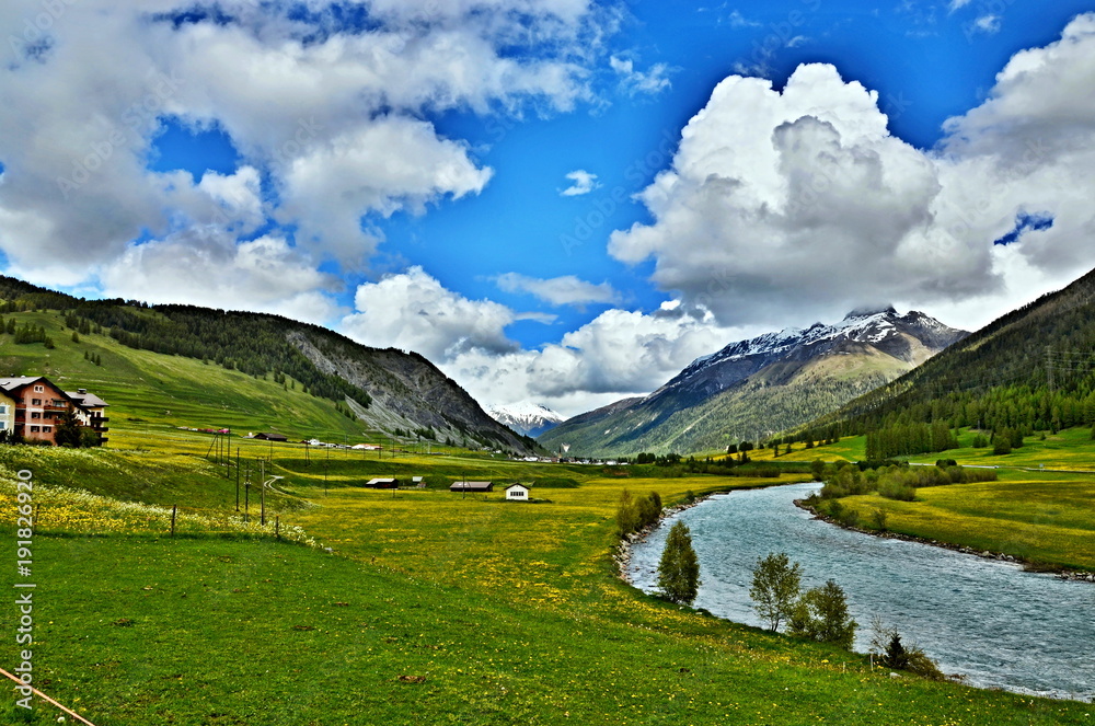 Swiss Alps-view on the river Inn