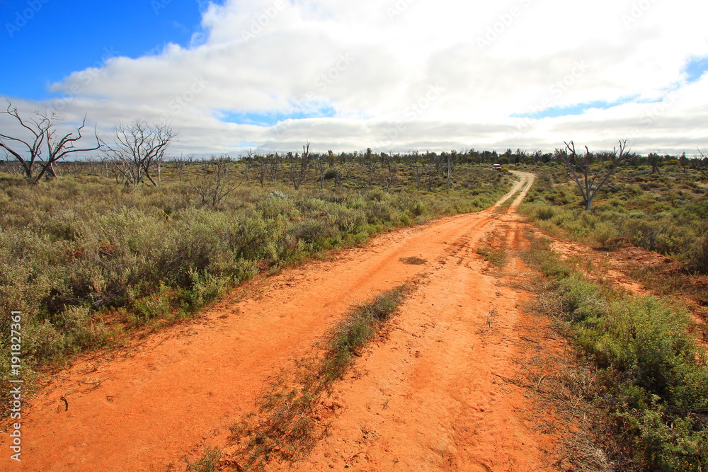 Dirt track across Australian outback Dirt track across Australian outback