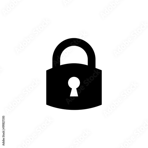 Lock icon. Padlock sign. Close. Vector illustration. Flat design. 