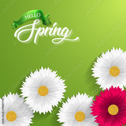 Hello spring. Spring Background. Spring design background with abstract beautiful colorful flower. Vector illustration. Wallpaper. flyers, posters, brochure, voucher discount.