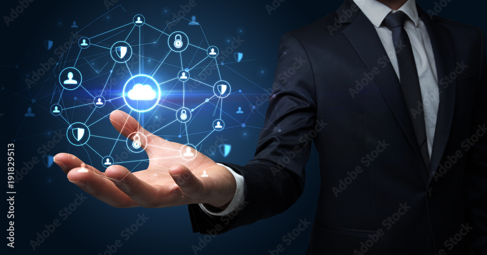 Obraz premium Networking connection concept with dark wallpaper