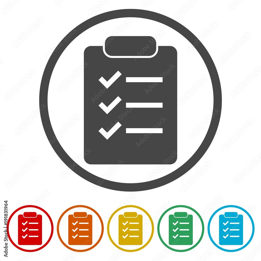Fototapeta premium Checklist Icon, 6 Colors Included