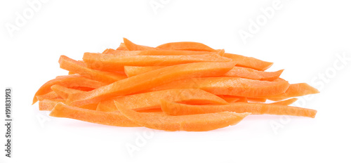 Carrot, Pile of Carrot sticks, Julienne style isolated on white background.
