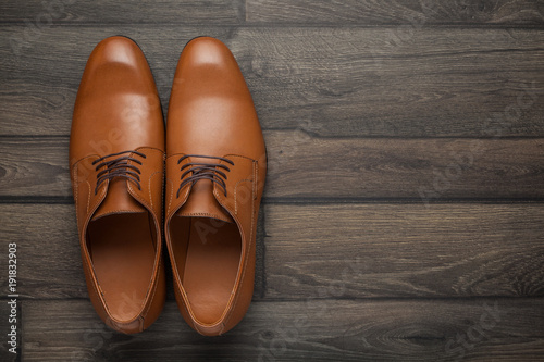 brown shoes on a wooden