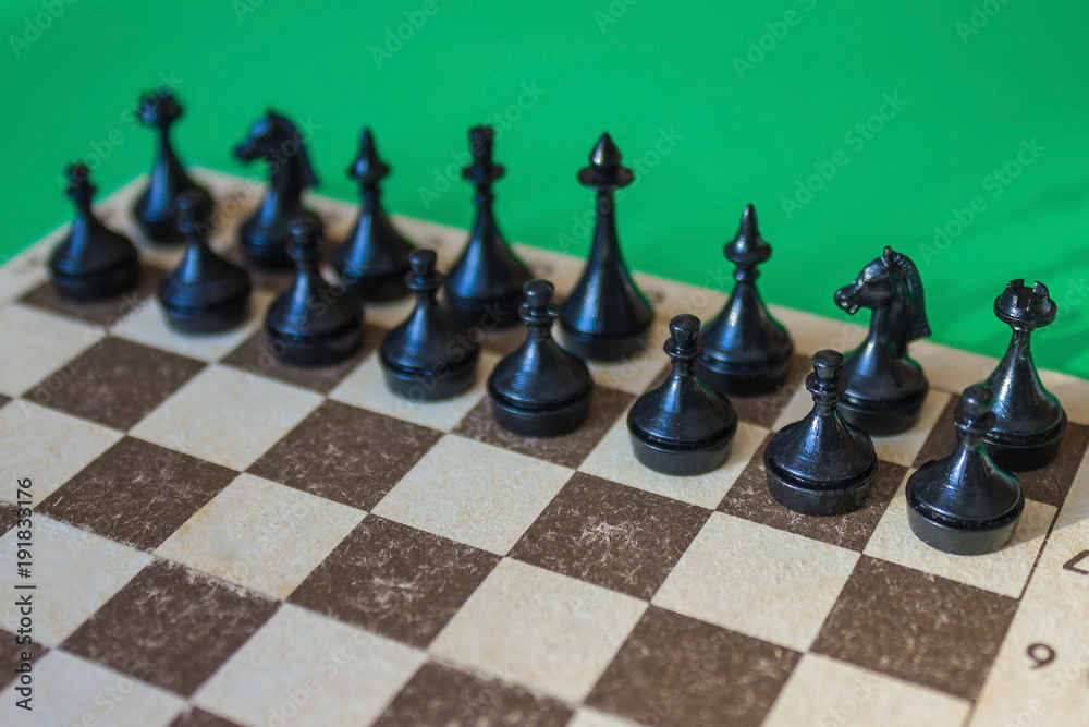 Black chess on the board.