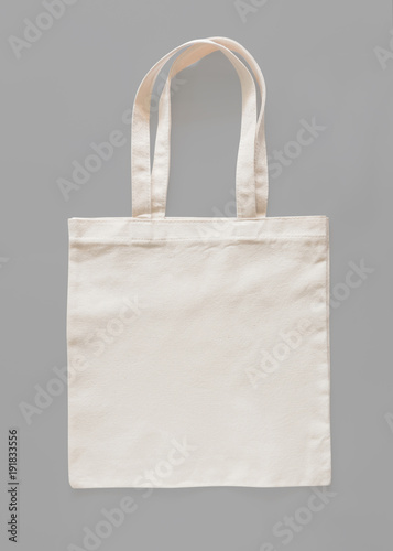 Tote bag canvas fabric cloth eco shopping sack mockup blank template isolated on grey background (clipping path)