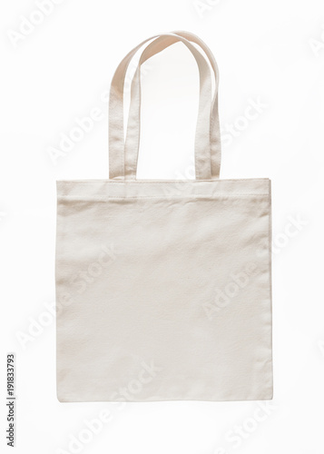 Tote bag canvas fabric cloth eco shopping sack mockup blank template isolated on pastel pink background (clipping path)
