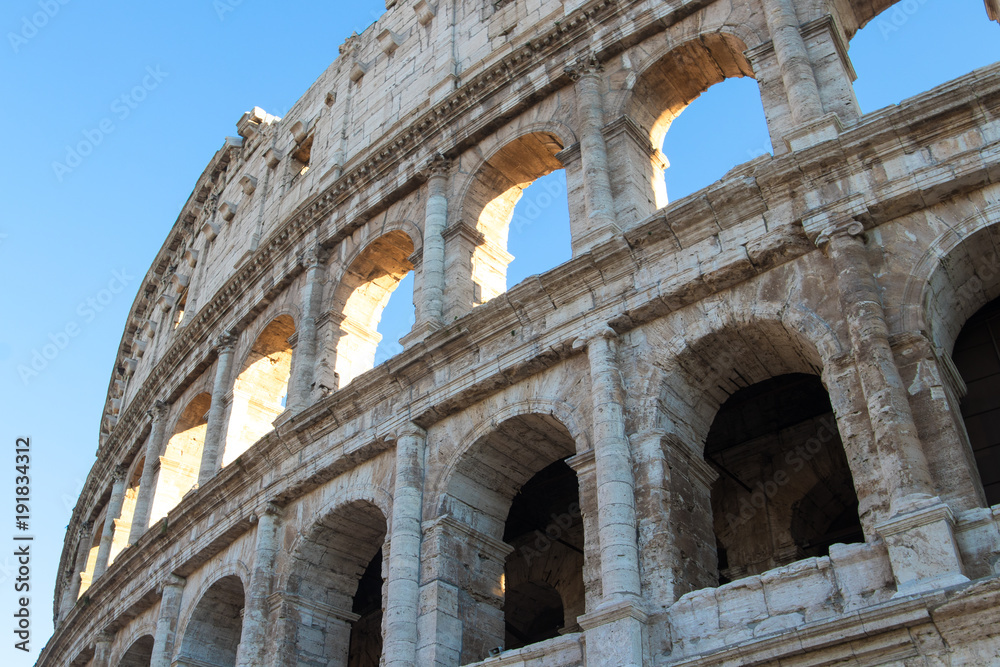 The colosseum the world famous landmark in Rome Italy.