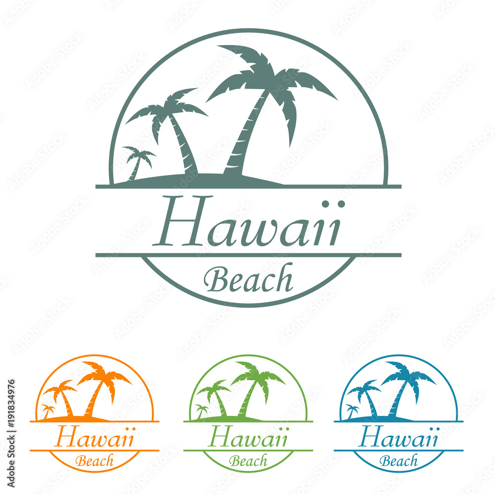 Fototapeta premium Icono plano Hawaii beach en varios colores