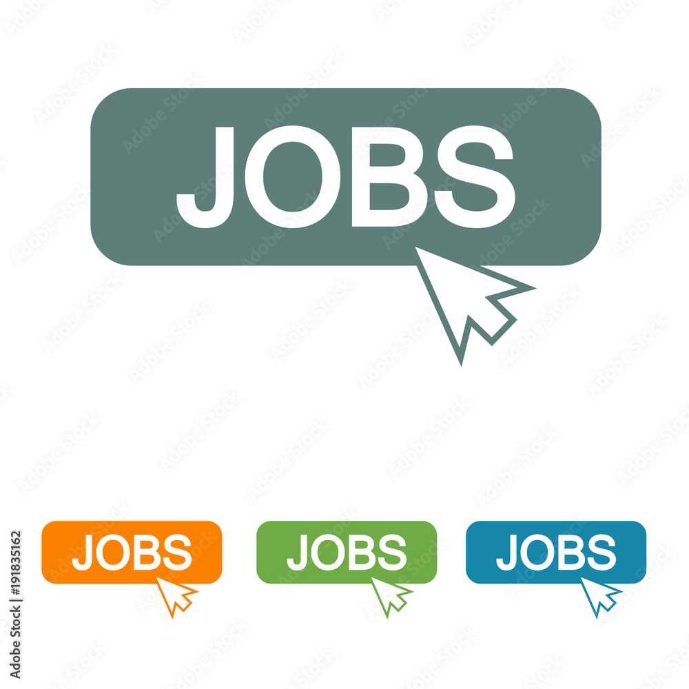 Icono plano puntero en banner JOBS en varios colores Icono plano puntero en banner JOBS en varios colores